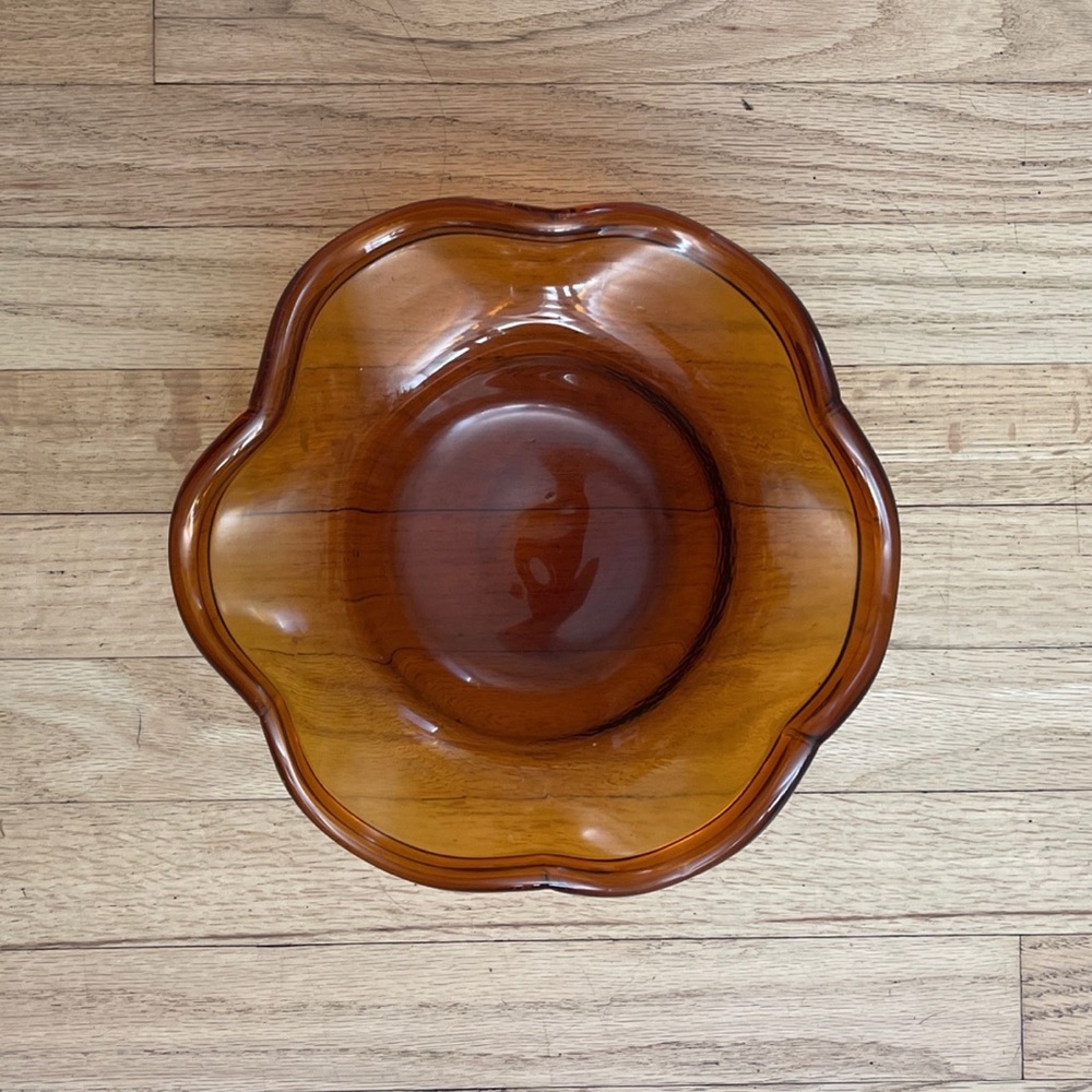 Vintage Amber Glass Catchall/Candy Dish